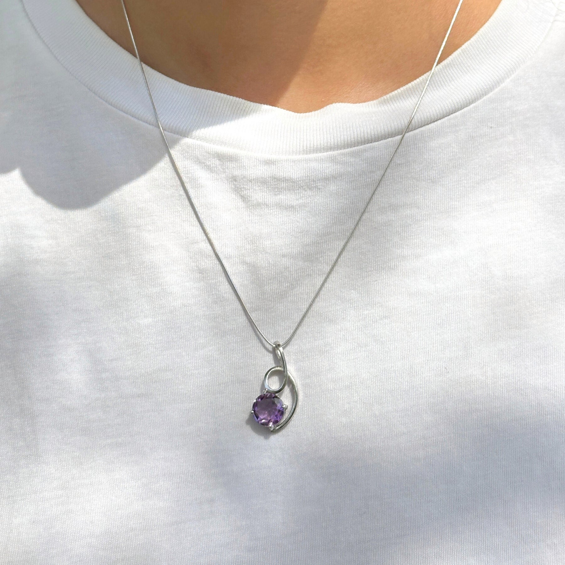 Twisted Amethyst Silver 925 Pendant