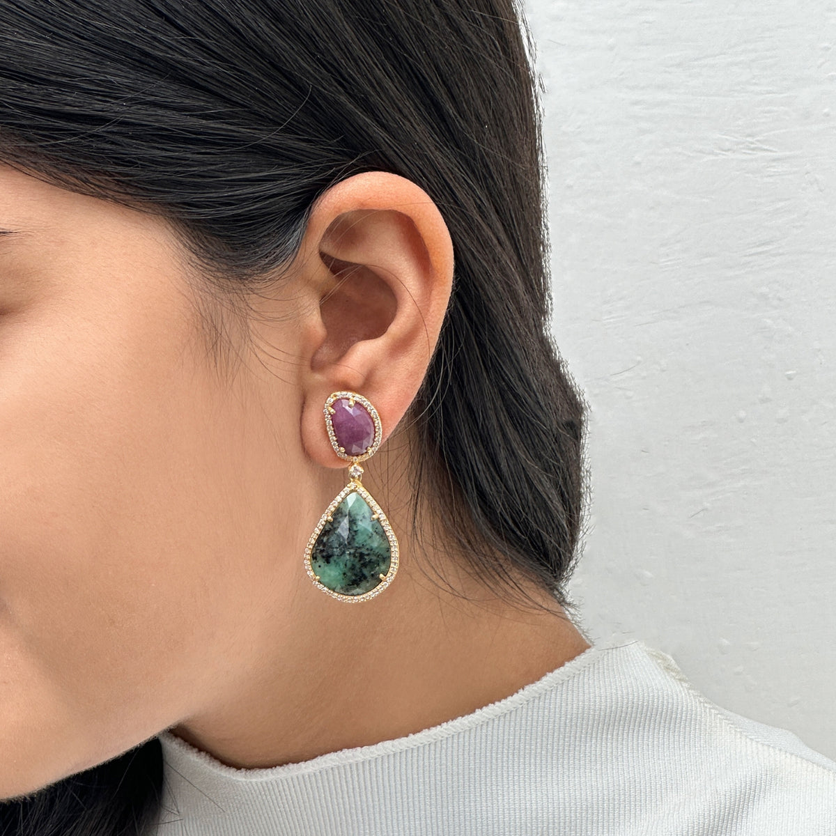 Navya Ruby & Emerald Silver 925 Earrings