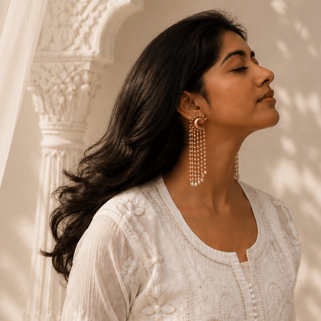 Tarumyi 18K Gold Plated Silver 925 Pearl Drop Earrings