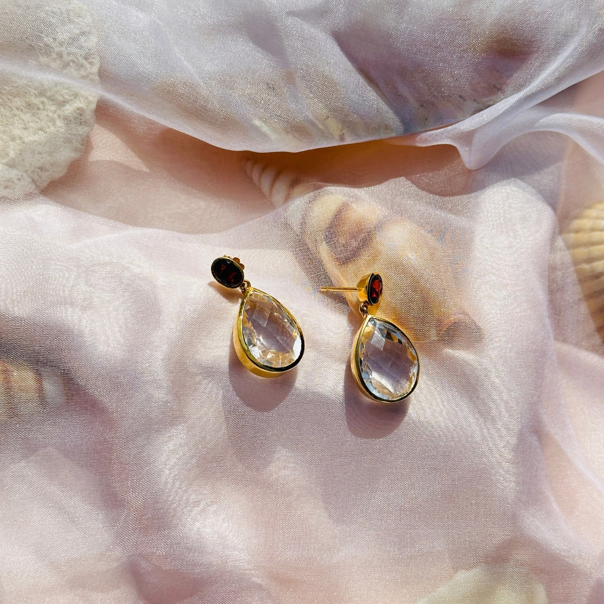 Amara Crystal 18K Gold Plated Silver Earrings