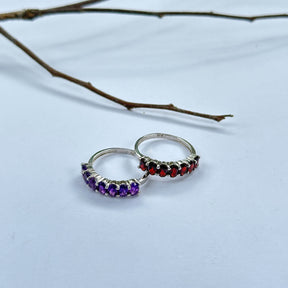 Turin Garnet & Amethyst Gemstone Silver 925 Ring