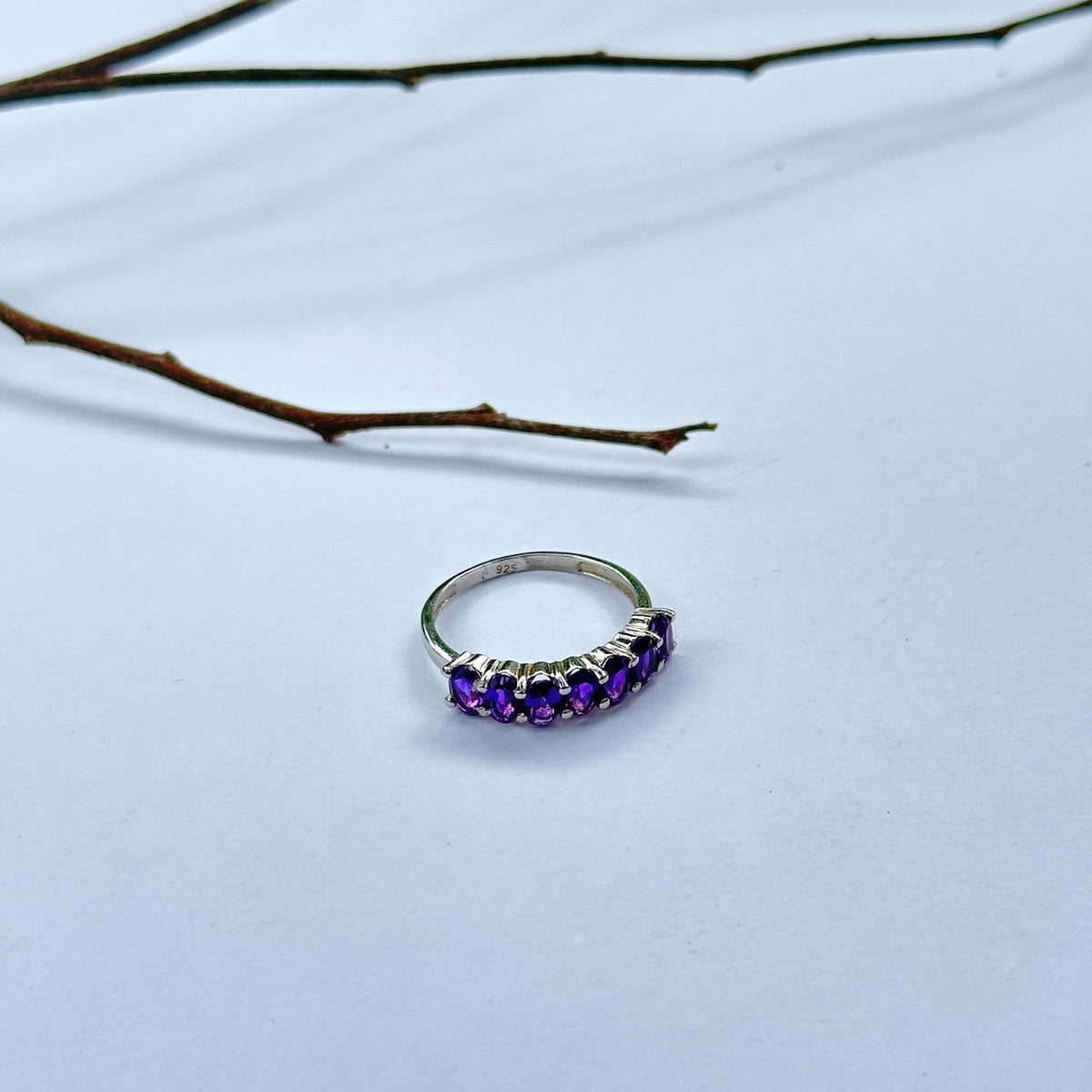 Turin Garnet & Amethyst Gemstone Silver 925 Ring