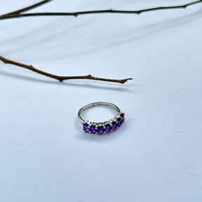 Turin Garnet & Amethyst Gemstone Silver 925 Ring