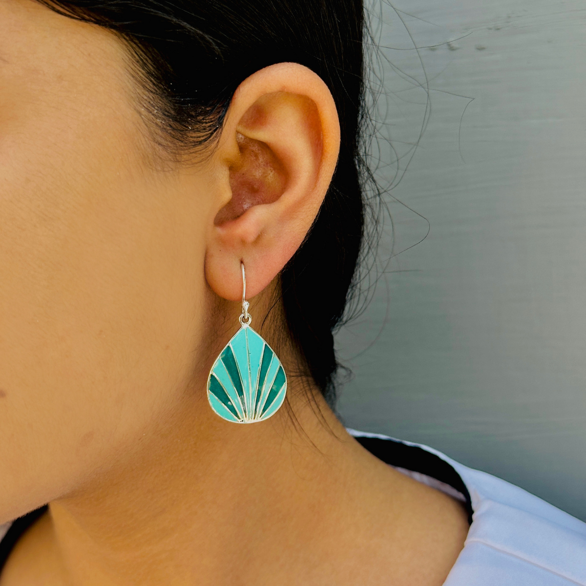 Enamel Leaf Drop Earrings