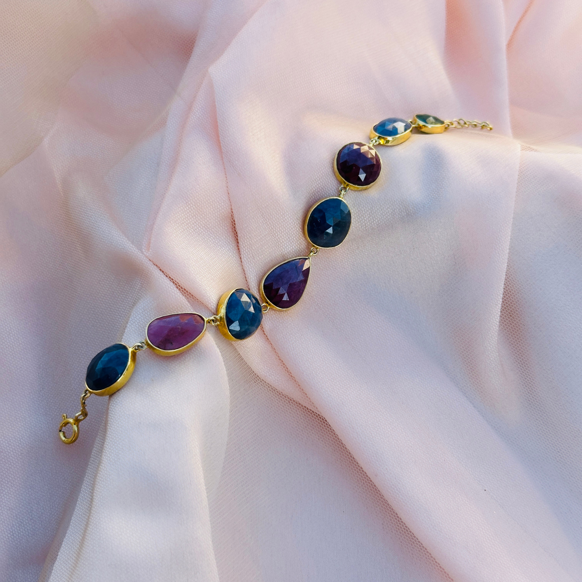 Cheryl Ruby and Sapphire 18K Gold Plated Silver Bracelet