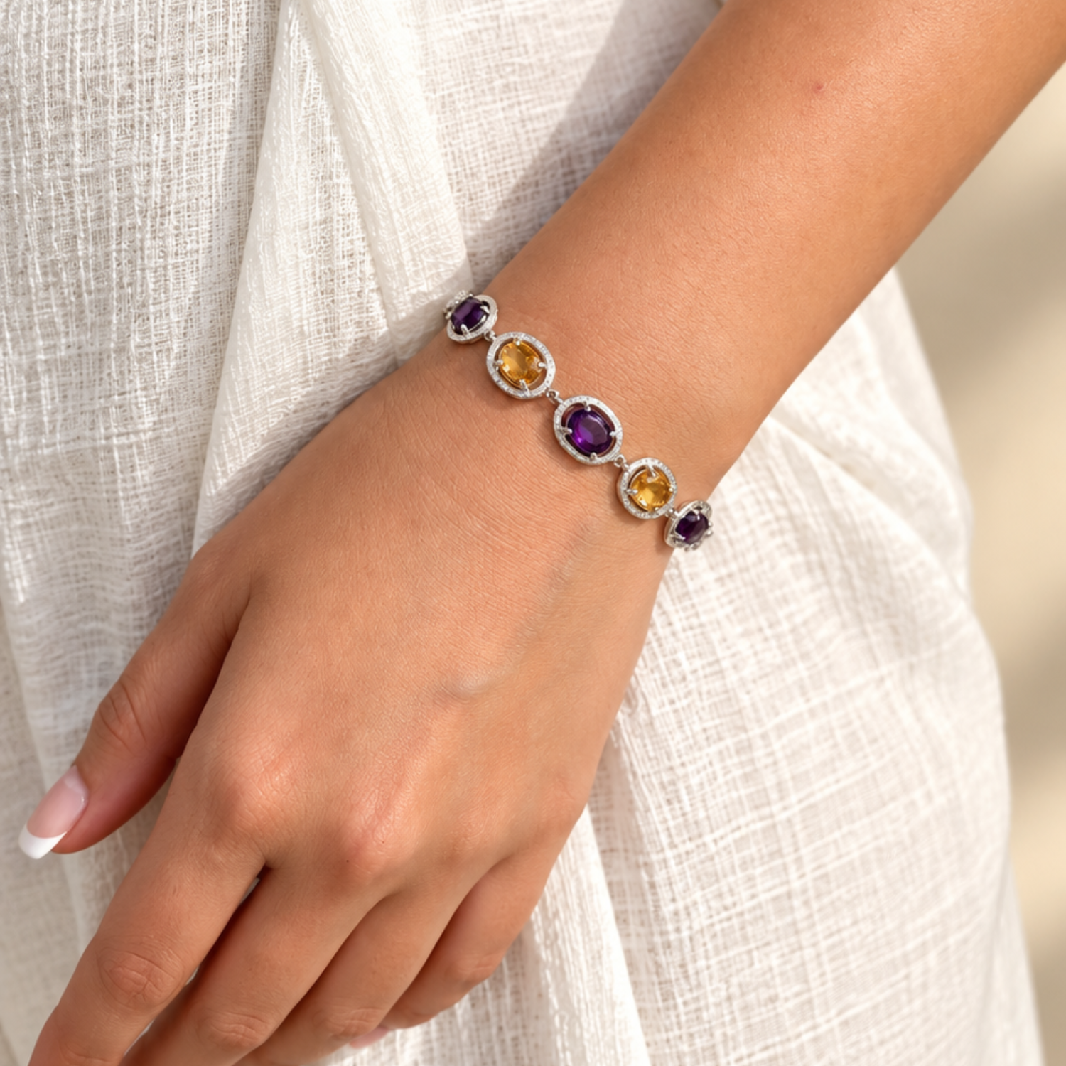Yuna Amethyst & Citrine Bracelet in 925 Silver