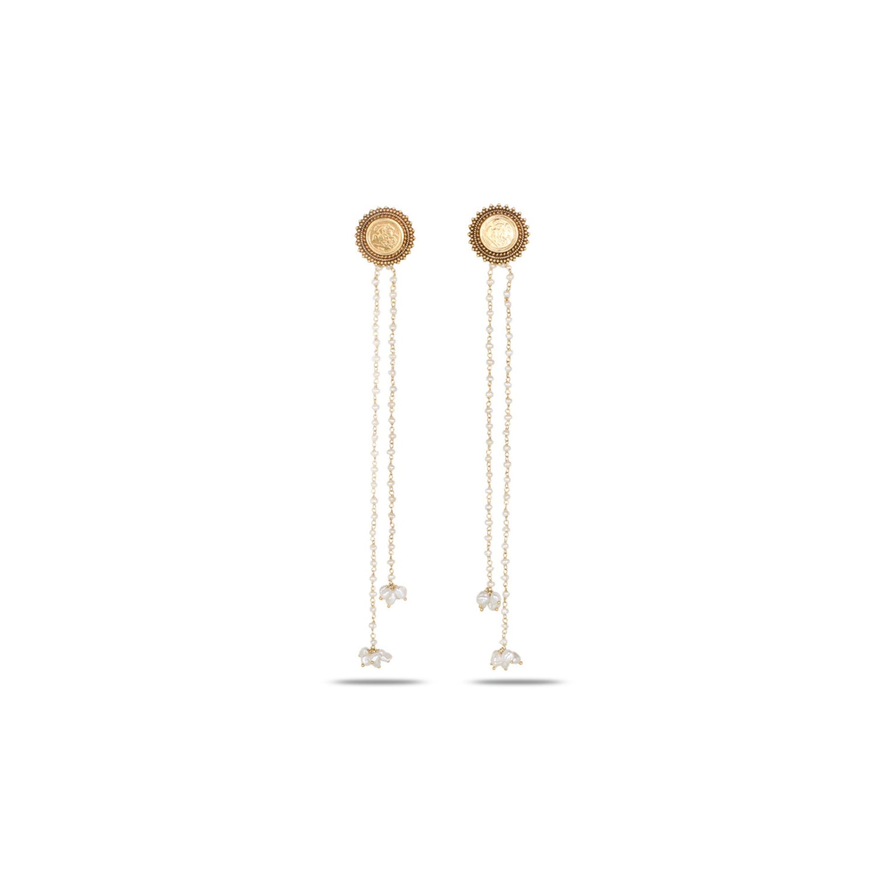 Anila 18K Gold Plated Silver 925 Pearl Drop Long Earrings