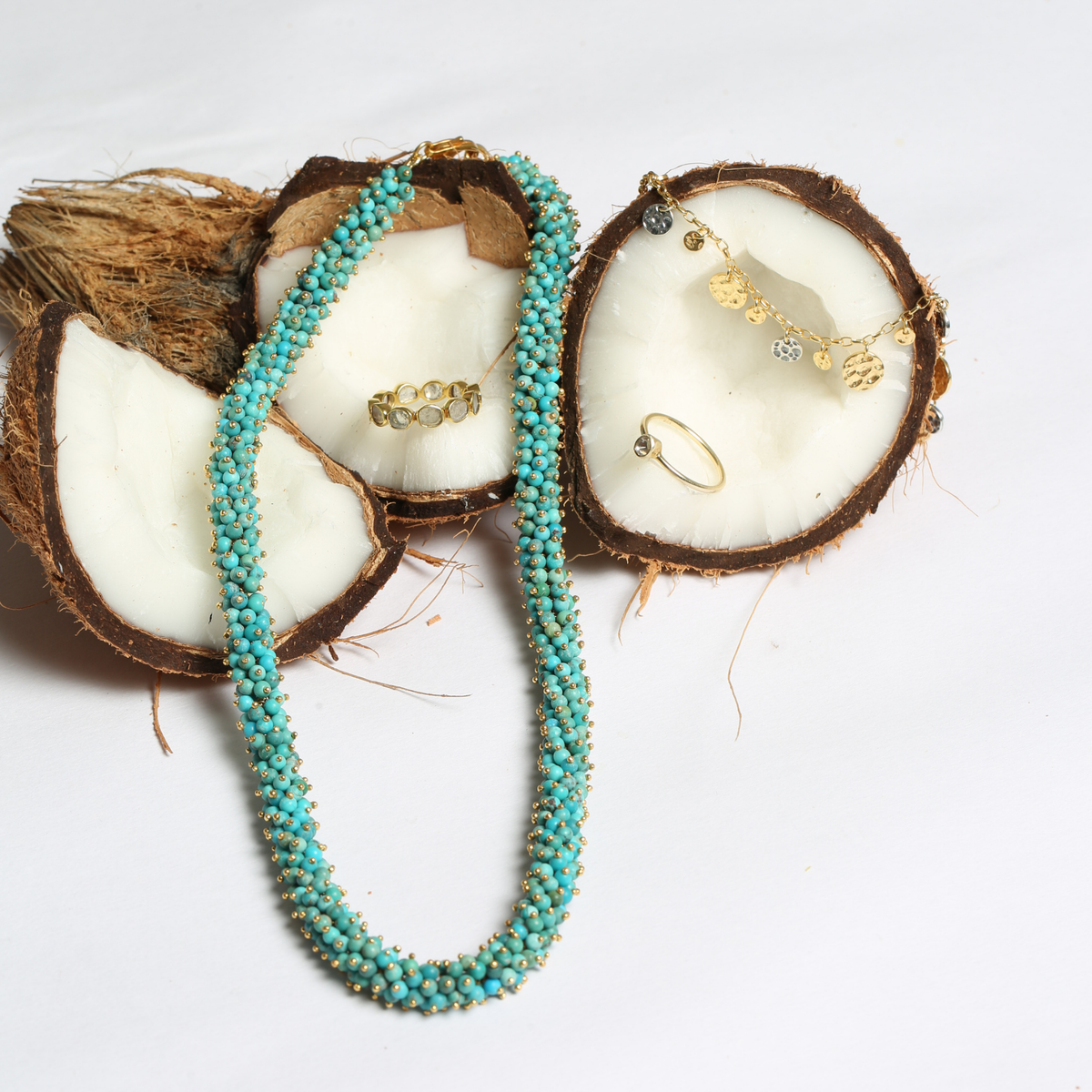 Hymn Turquoise Beaded 18K Gold Plated Silver 925 Necklace