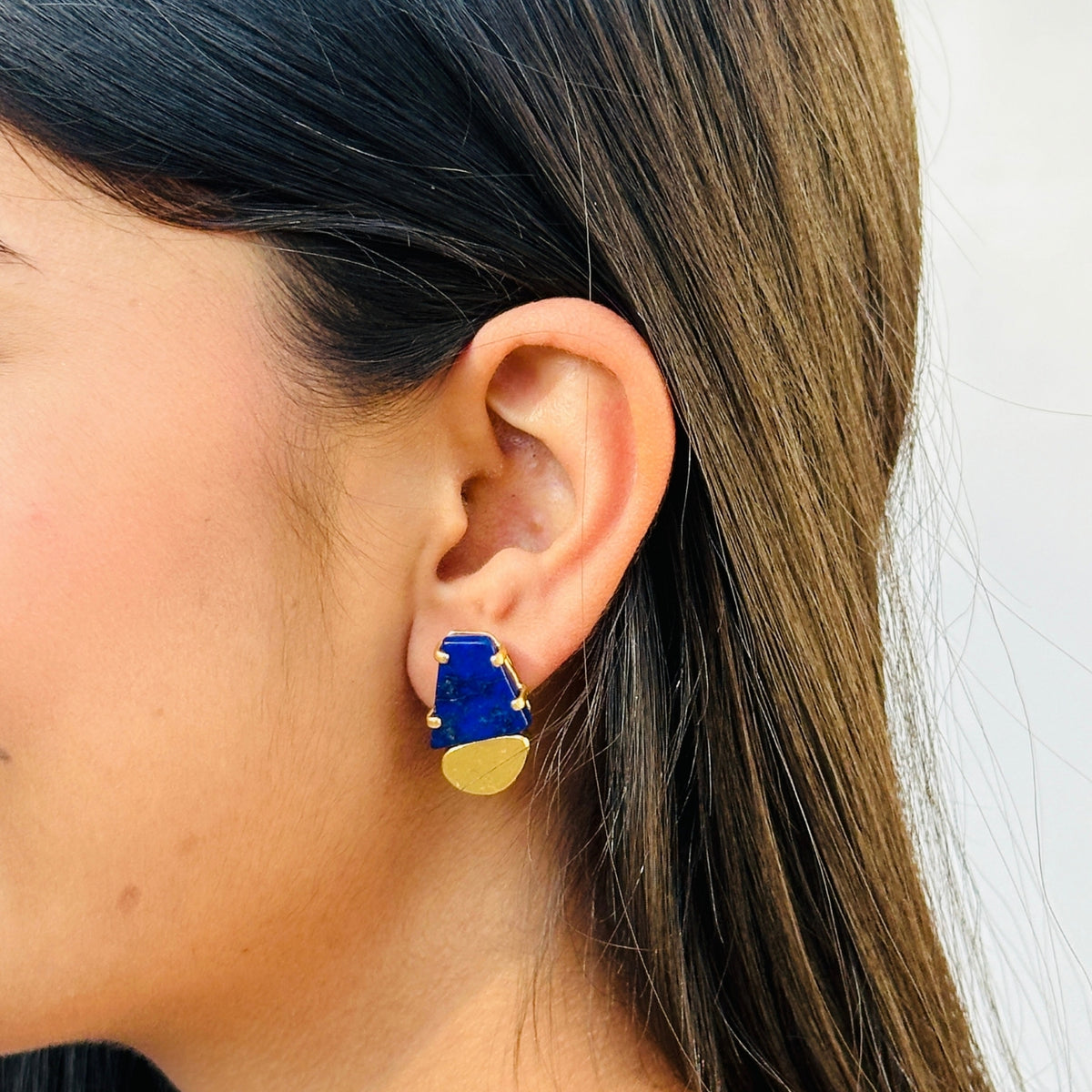 Blue Lapis 18k Gold Plated Silver 925 Studs
