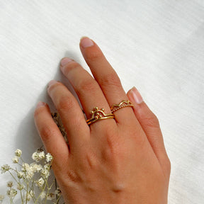 Sunrise Gold Plated Silver 925 Ring Stack