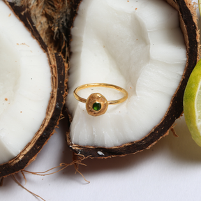 Zuree Peridot Gold Plated Silver 925 Ring