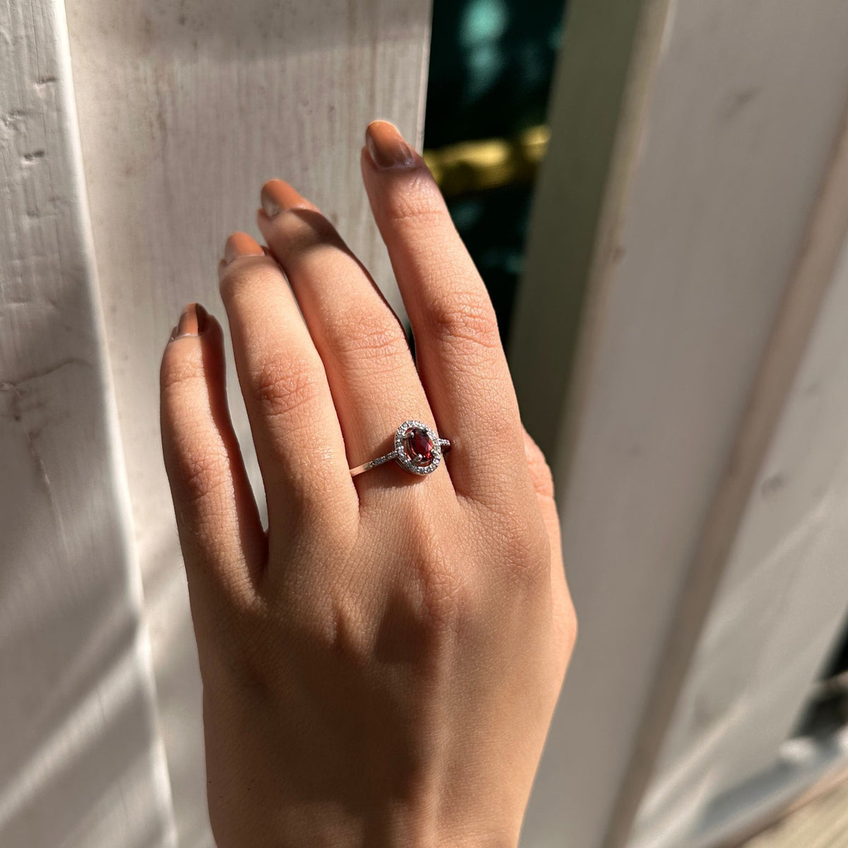 Zilvia Garnet & Peridot Gemstone Silver 925 Ring