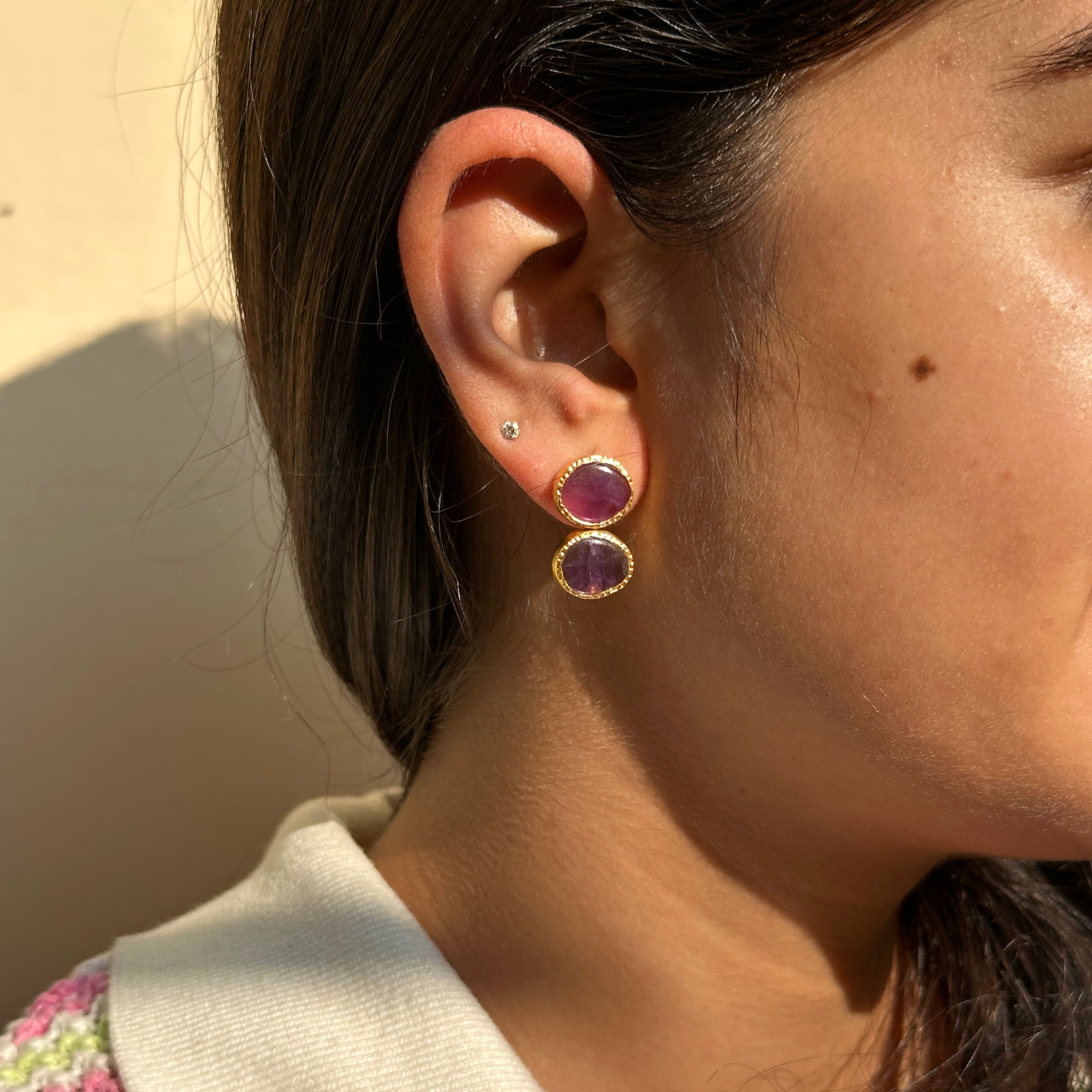 Rowa Amethyst Gold Plated Silver 925 Earrings