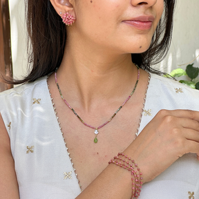 Riro Rhodonite 18k Gold Plated Silver 925 Earring