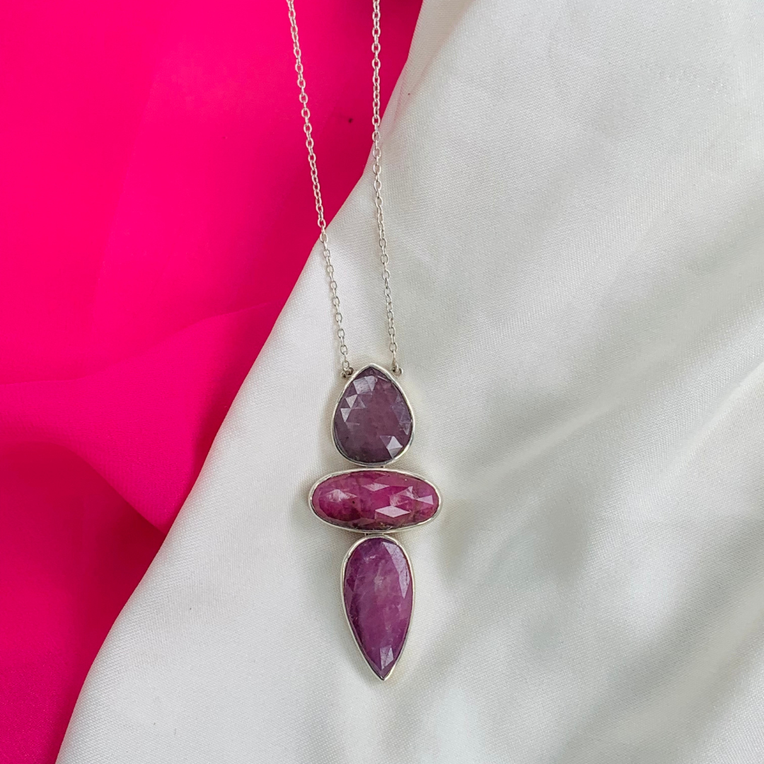 Laurel Ruby Silver Necklace