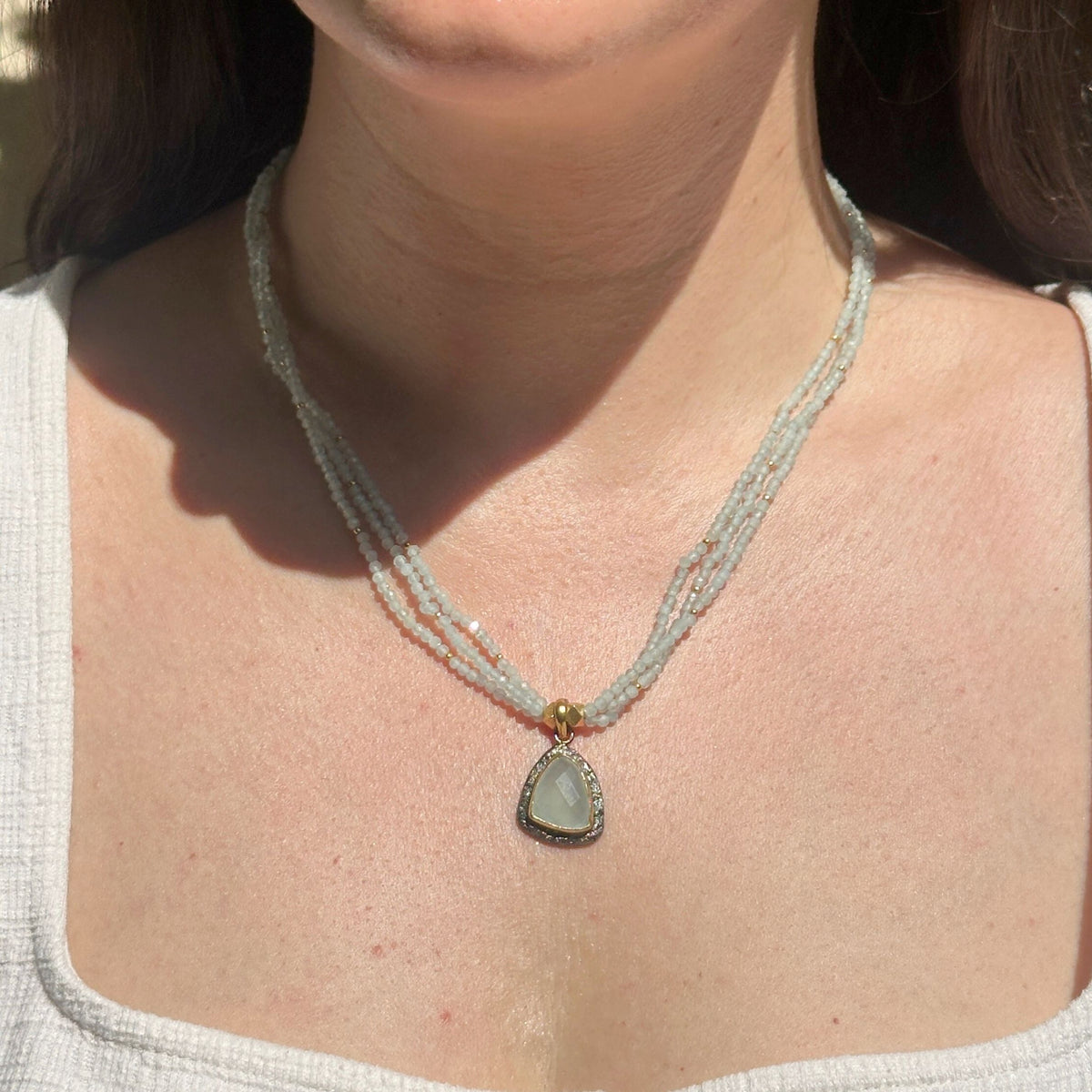Zale Aquamarine 18K Gold Plated Silver 925 Necklace
