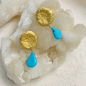 Aqua Gold Plated Silver 925 Earrings