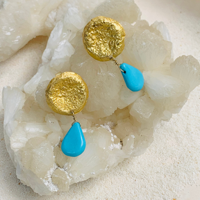 Aqua Gold Plated Silver Earrings