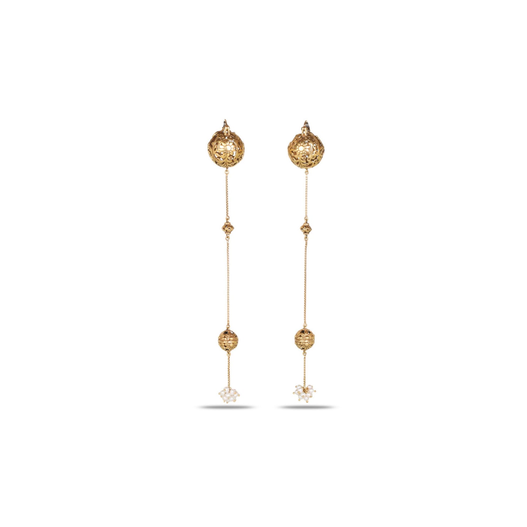 Firana 18K Gold Plated Silver 925 Ball Drop Long Earrings