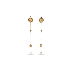 Firana 18K Gold Plated Silver 925 Ball Drop Long Earrings