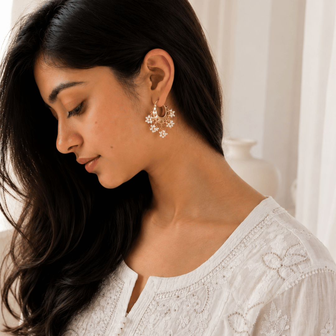 Mridu 18K Gold Plated Silver 925 Pearl Earrings
