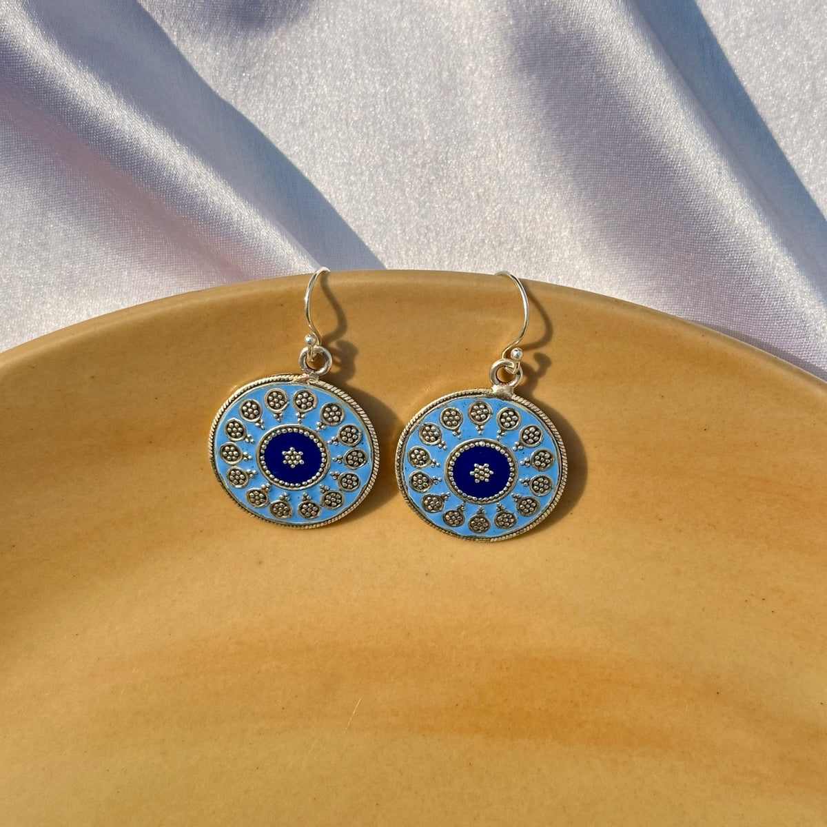 Circular Design Enamel Earrings