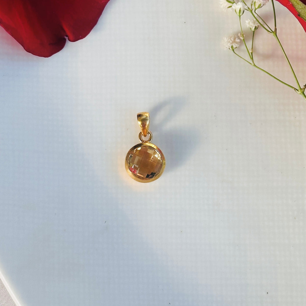 Rolo Citrine Gold Plated Silver 925 Pendant