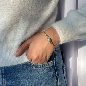 Ari Blue Topaz Gold Plated Silver 925 Bangle