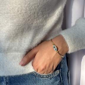 Ari Blue Topaz Gold Plated Silver 925 Bangle