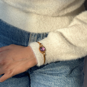 Eun Amethyst Gold Plated Silver 925 Bangle