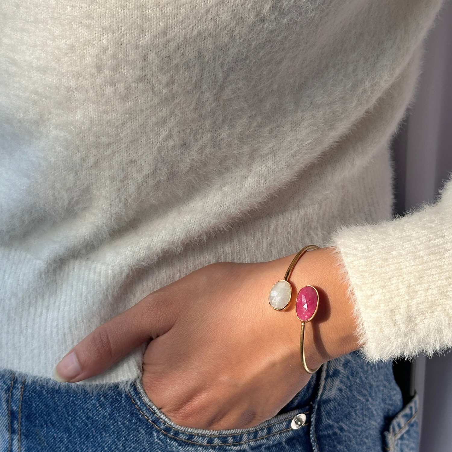 Siva Multi Stone 18K Gold Plated Bangle