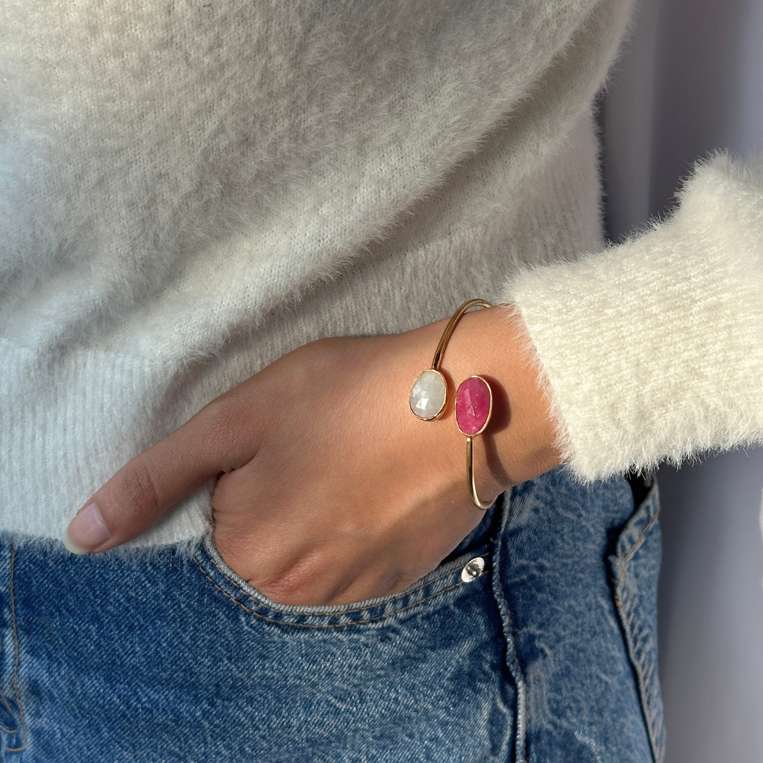 Siva Multi Stone 18K Gold Plated Bangle