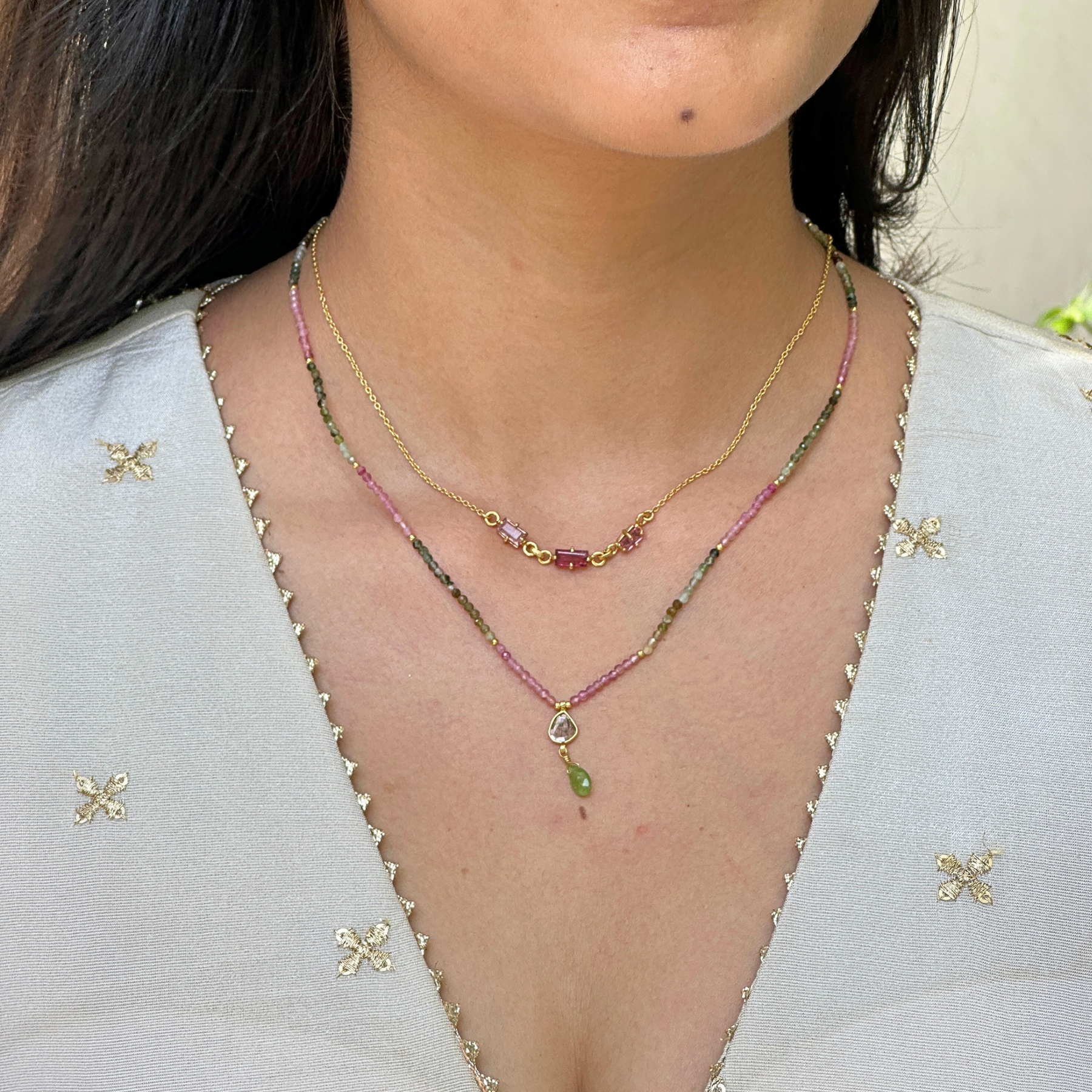 Leu Tourmaline 18k Gold Plated Silver 925 Necklace