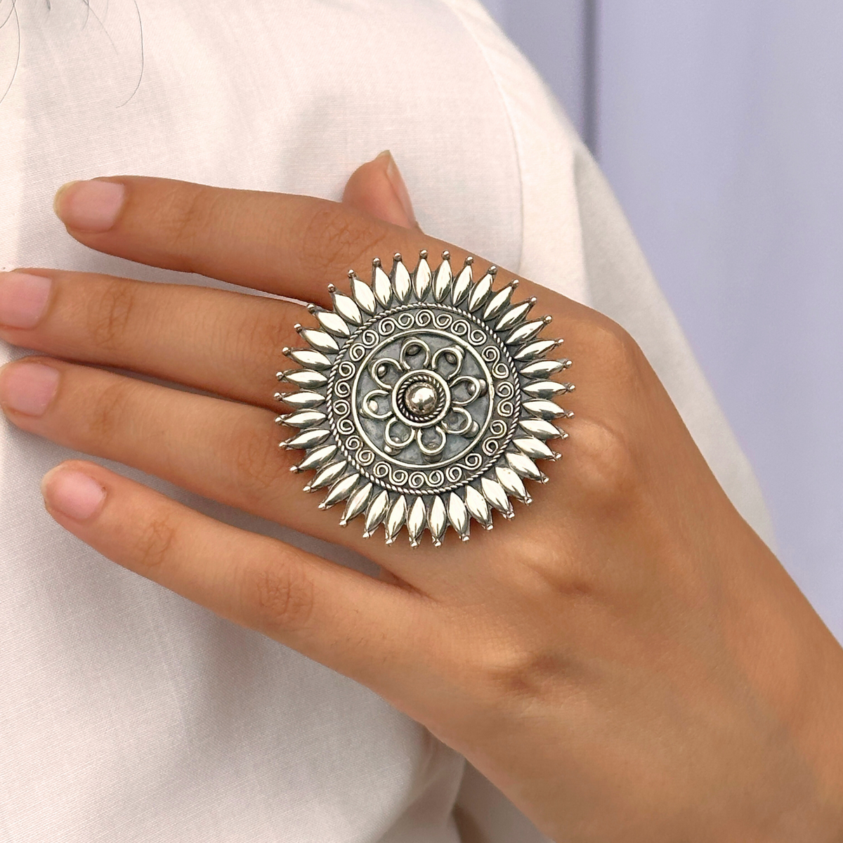 Sunflower Designer Silver 925 Ring
