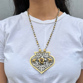 Flower and Elephant Detail Traditional Silver 925 Necklace