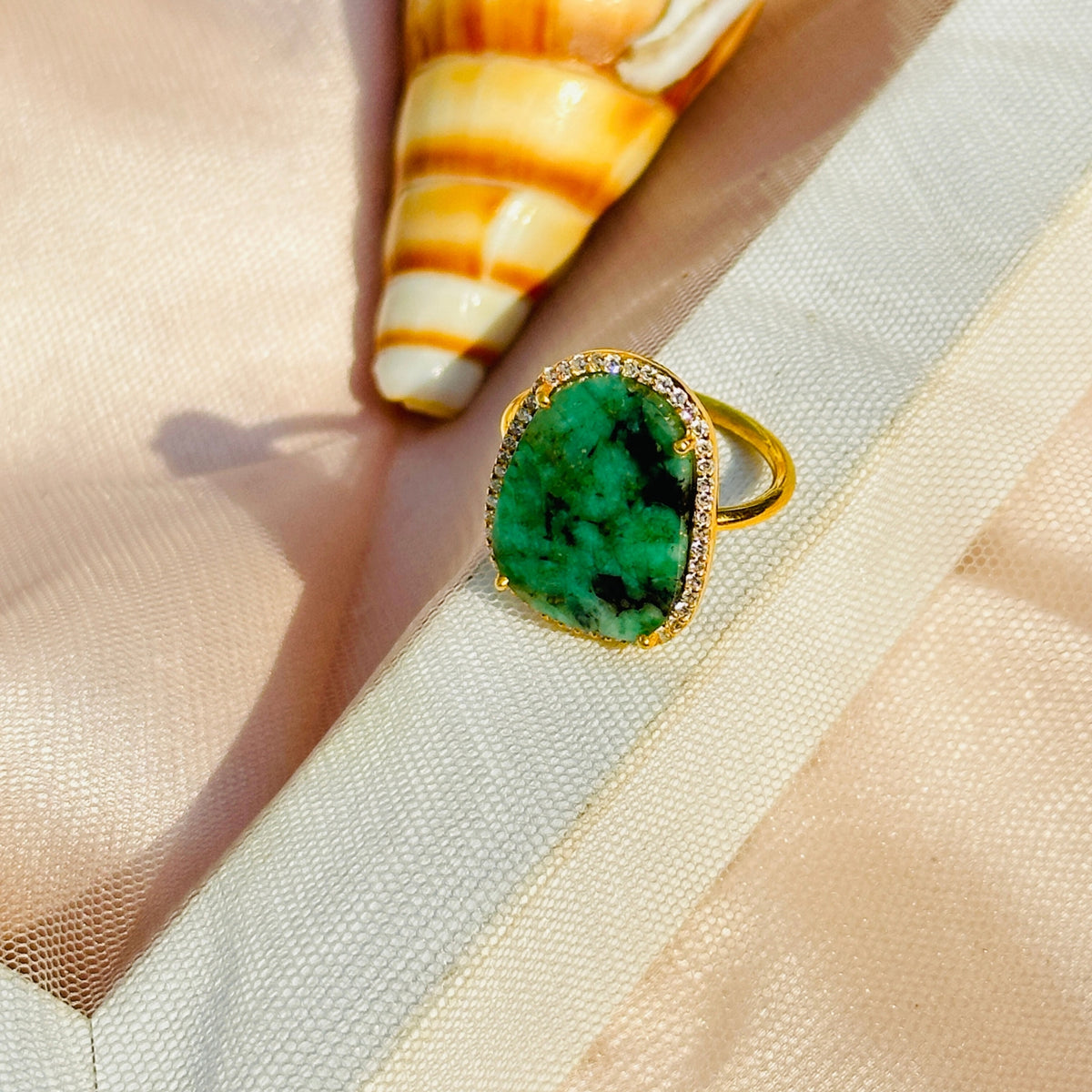 Haroun Emerald 18k Gold Plated Silver 925 Rings