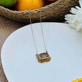 Ellis Amethyst 18K Gold Plated Silver 925 Love Necklace