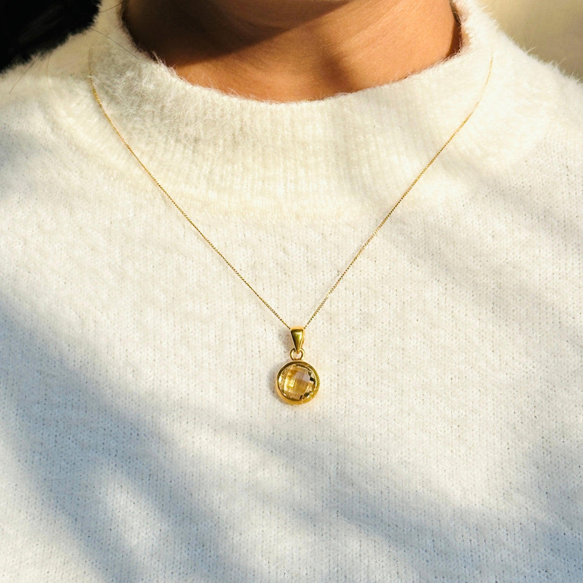 Rolo Citrine Gold Plated Silver 925 Pendant
