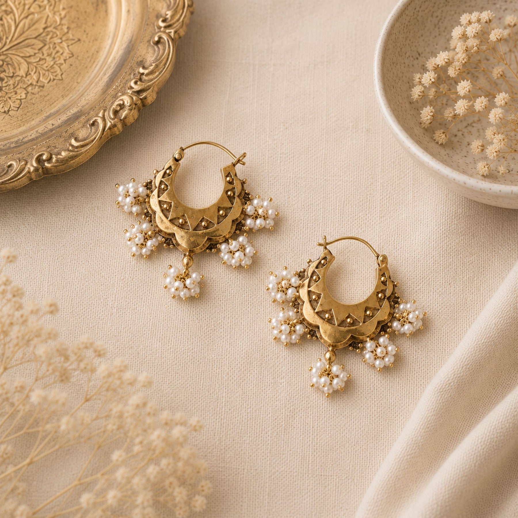 Mridu 18K Gold Plated Silver 925 Pearl Earrings