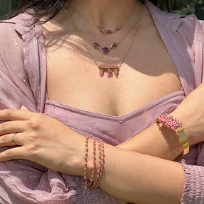 Reu Rhodonite 18k Gold Plated Silver 925 Bracelet