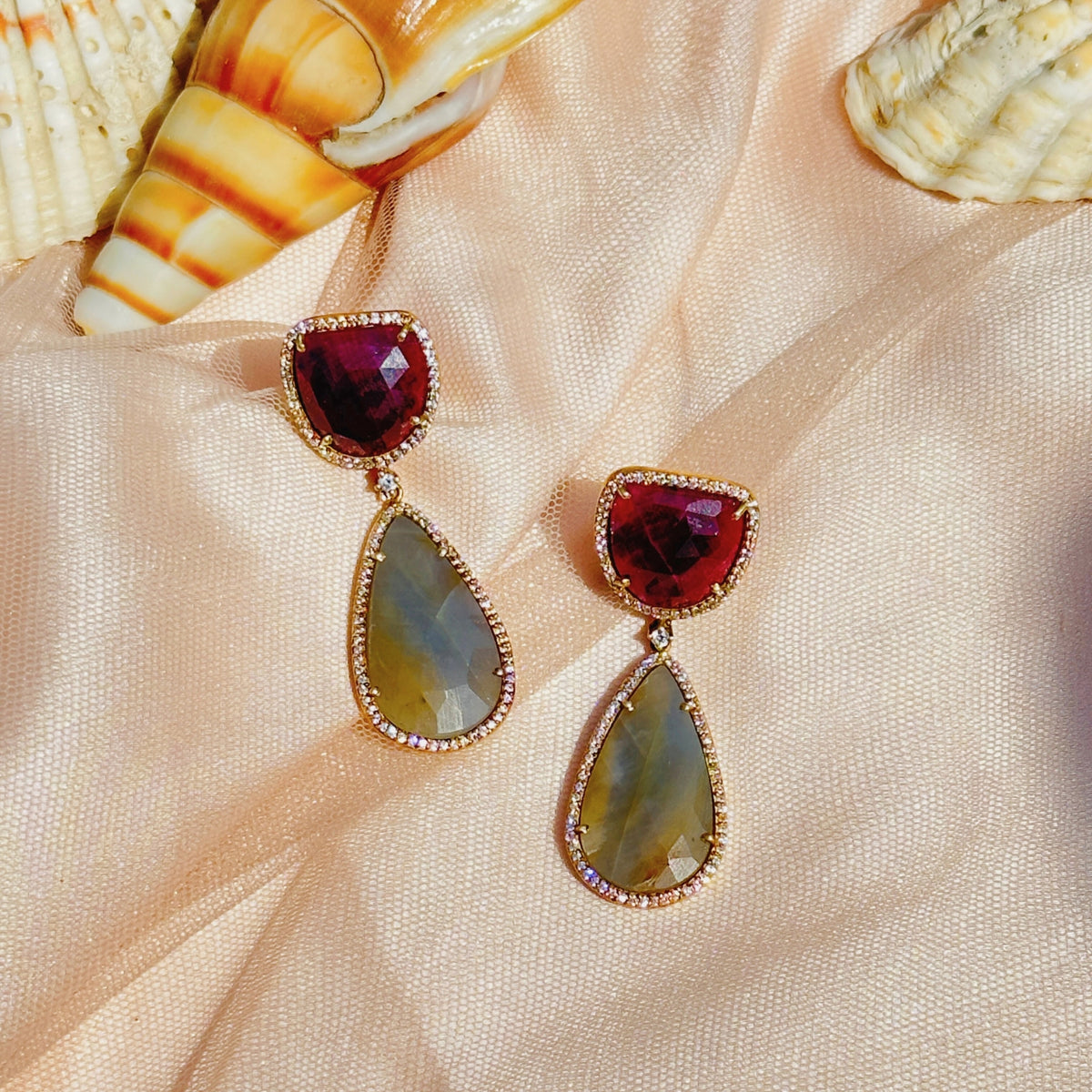 Shrishti Ruby & Sapphire Silver 925 Earrings
