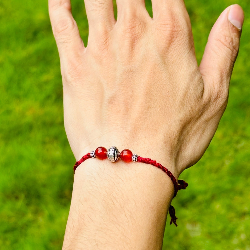 Moh Red Onyx and Silver 925 Rakhi
