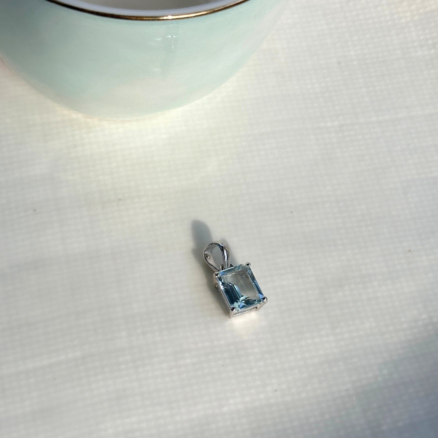 Rectangle Aquamarine 925 Silver Pendant