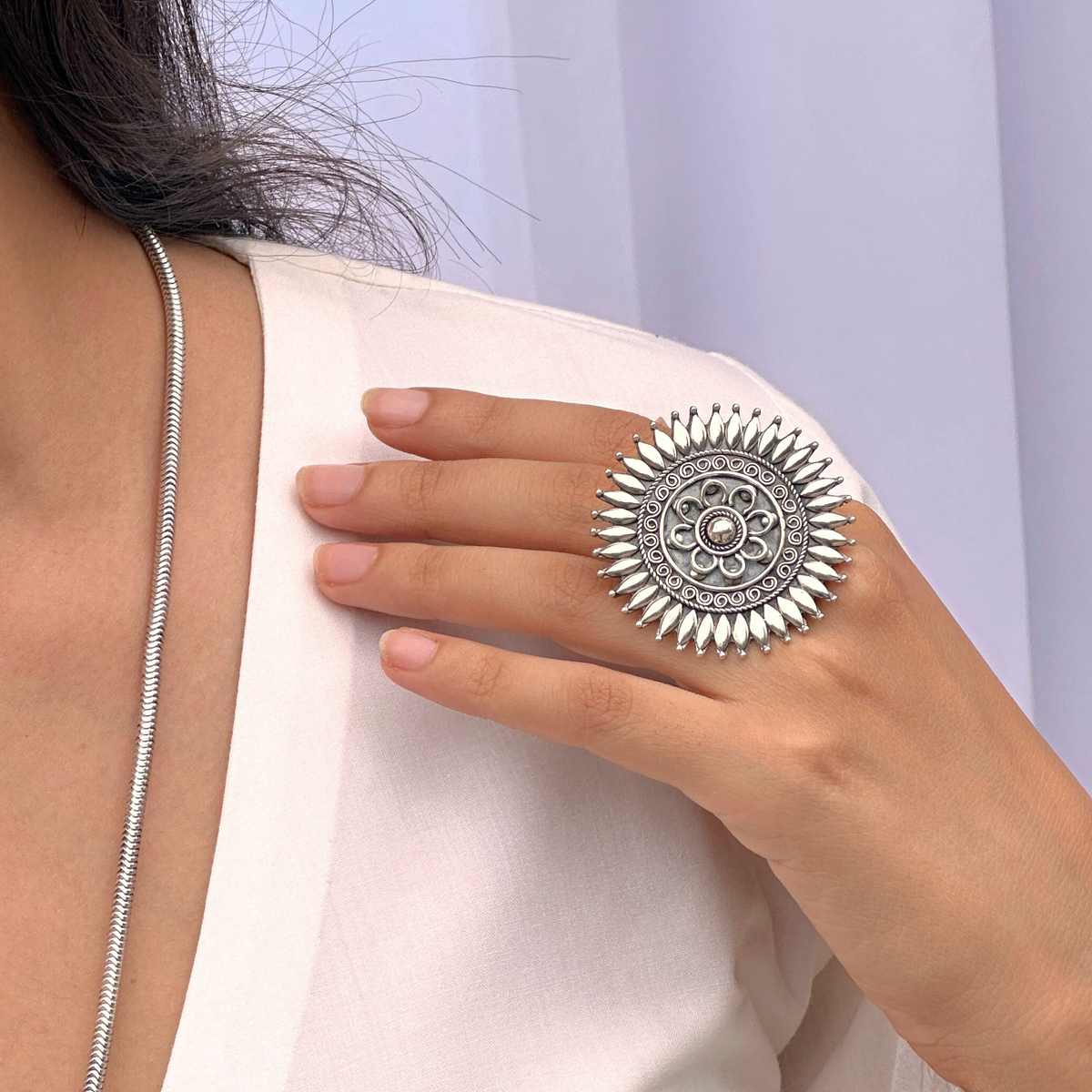 Sunflower Designer Silver 925 Ring
