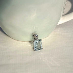 Rectangle Aquamarine 925 Silver Pendant