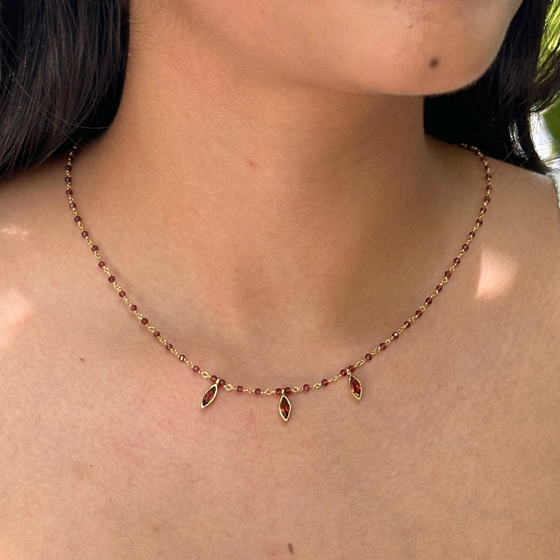 Yero Garnet 18k Gold Plated Silver 925 Necklace