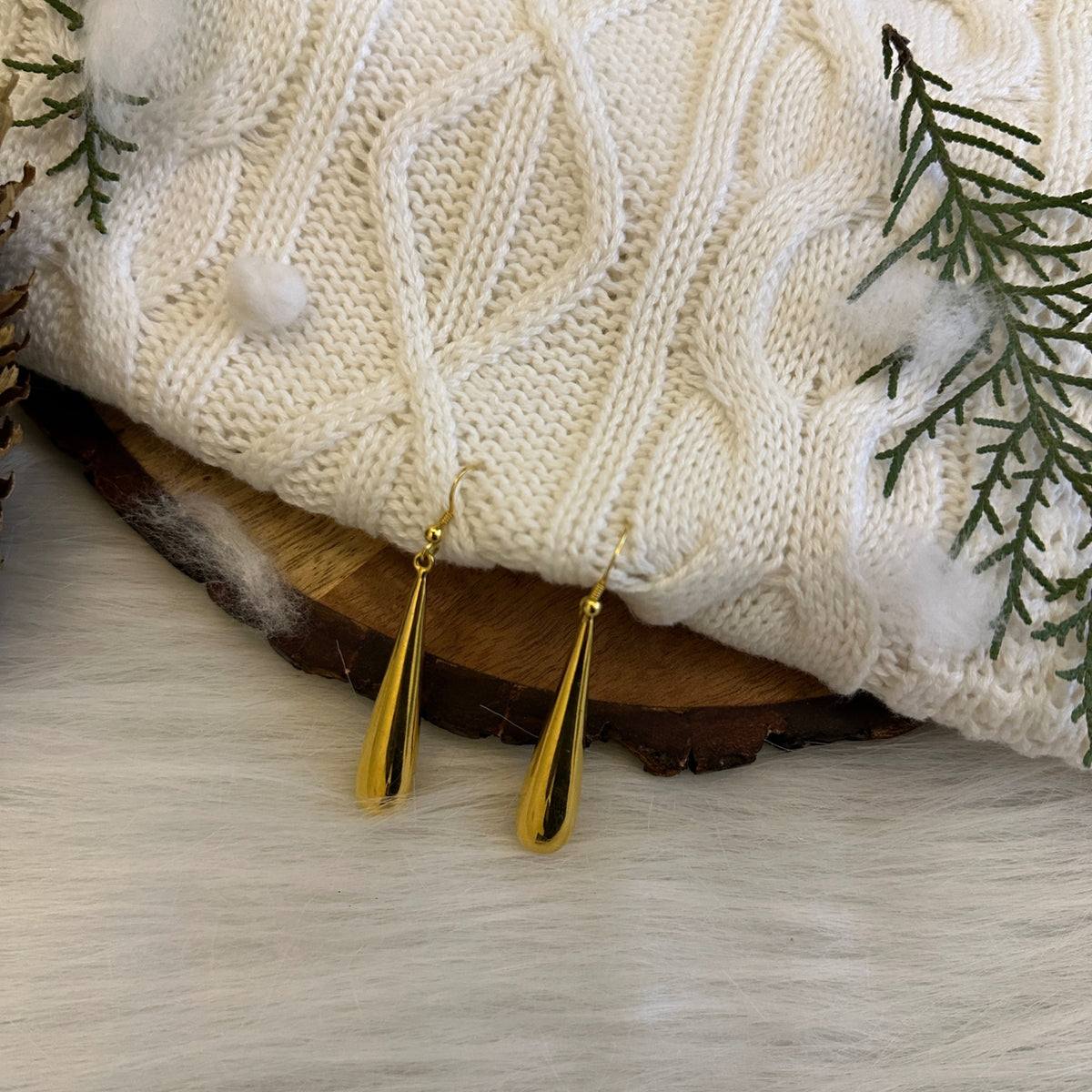 Teardrop Gold Plated Silver Earrings