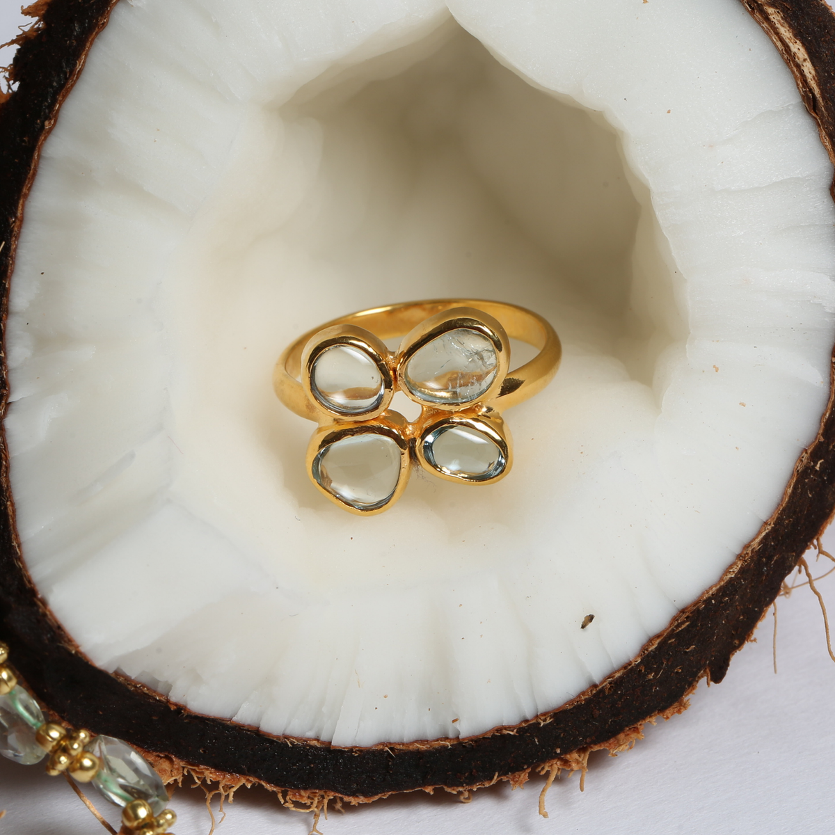 Pippin Aquamarine Gold Plated Silver Ring