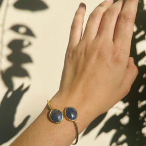 Sally Sapphire 18K Gold Plated Silver Bangle