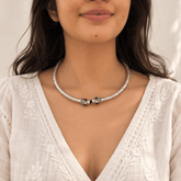 Aabha Garnet Silver 925 Hasli Necklace